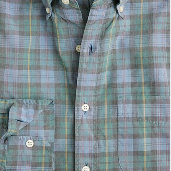 J. Crew BW451 Mens Ivory Slim Fit Secret Wash Poplin Check Plaid NWT size small - Picture 4 of 8